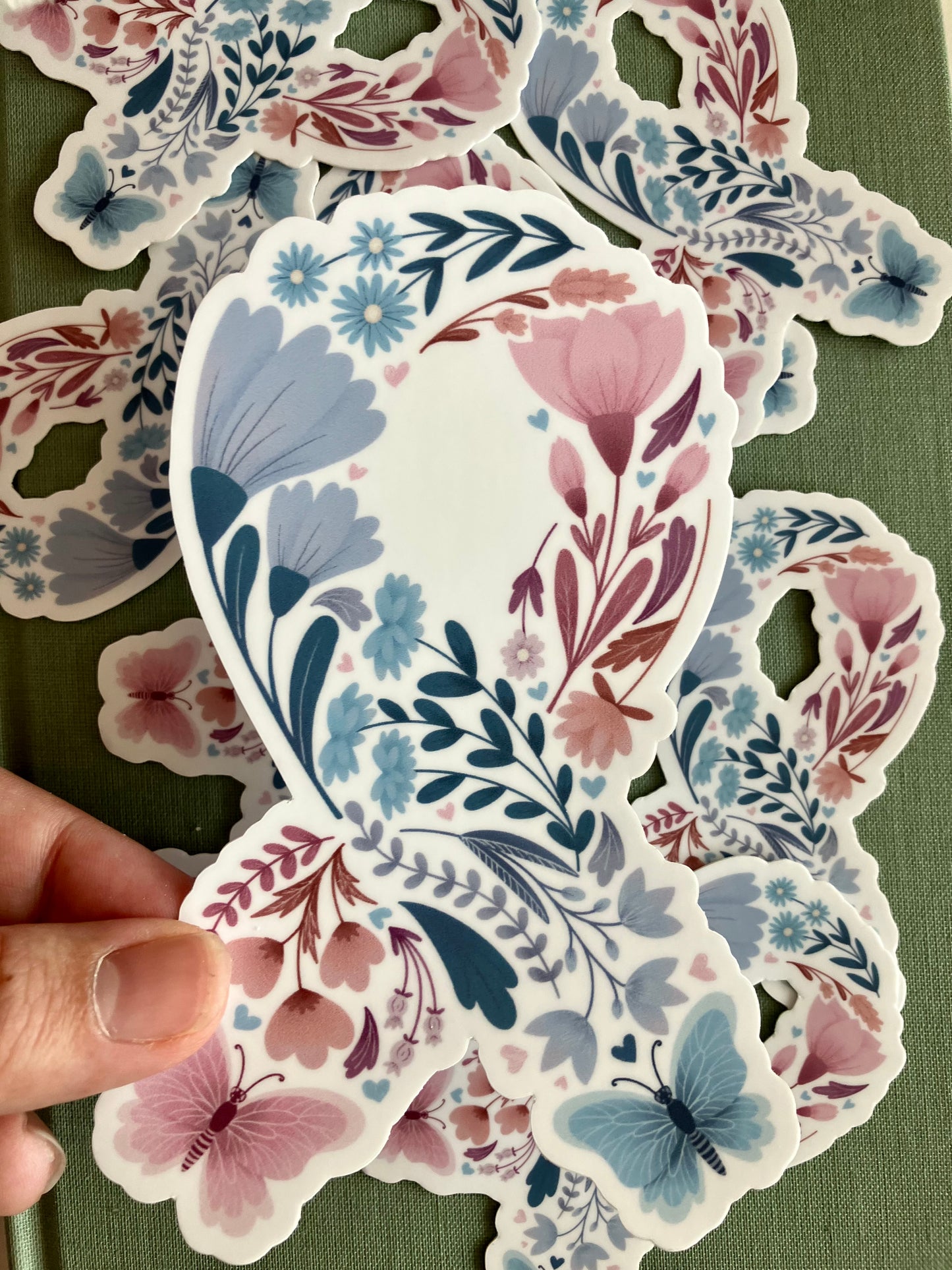 Floral Butterfly Baby Loss Ribbon 5” Vinyl Bumper Sticker