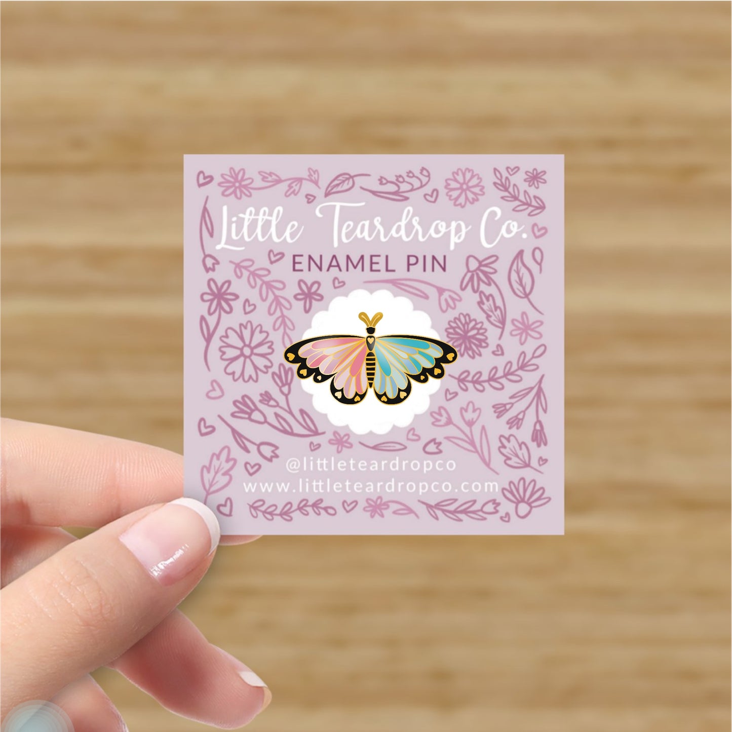 Pink, Blue, and Gold Baby Loss Butterfly Hard Enamel Pin