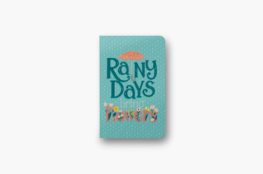 “Rainy Days bring Flowers” Medium Soft Cover Layflat Dot Journal