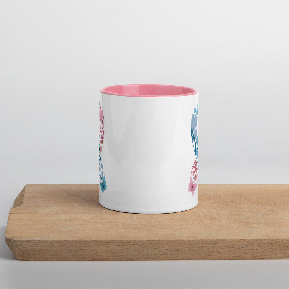 Floral Butterfly Baby Loss Ribbon Mug with Pink or Blue Inside