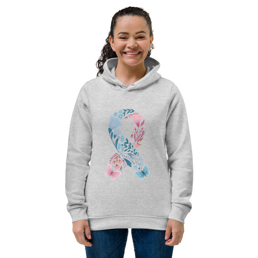 Floral Butterfly Baby Loss Ribbon Women's eco fitted hoodie