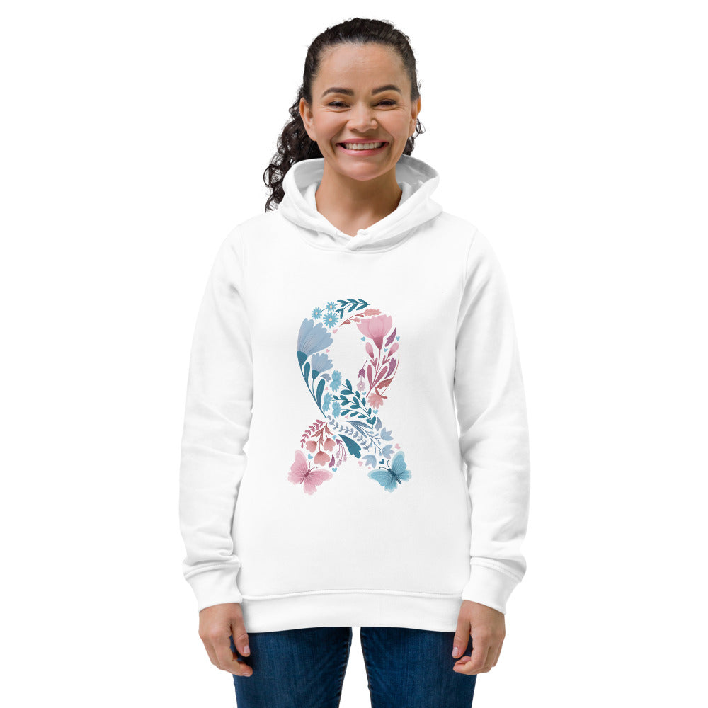 Floral Butterfly Baby Loss Ribbon Women's eco fitted hoodie