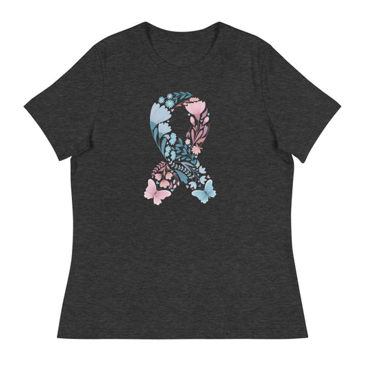 Floral Butterfly Baby Loss Ribbon Women's Relaxed T-Shirt